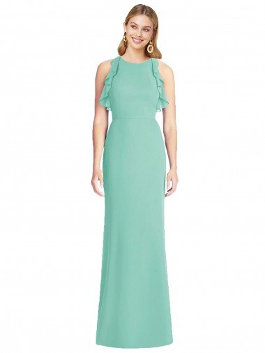 Sydney Jewel Neck Mermaid Open Back Chiffon Bridesmaid Dress