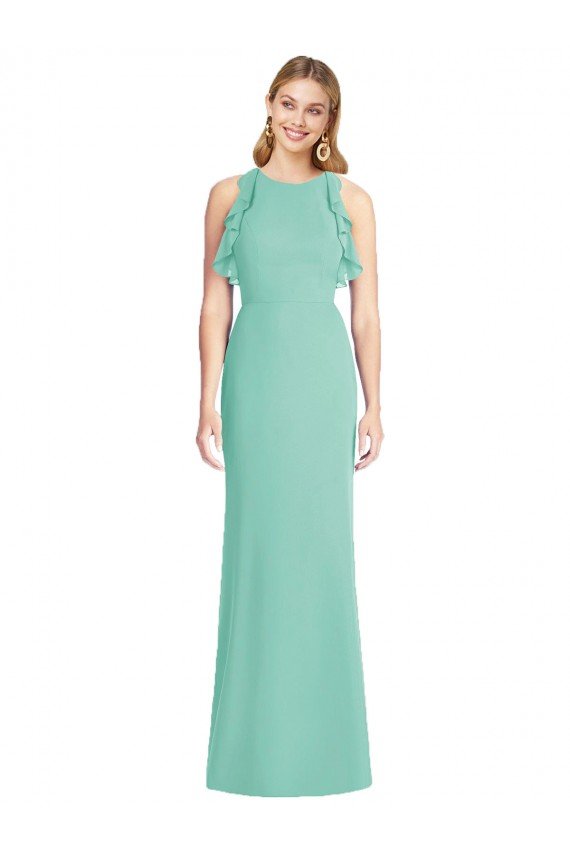 Sydney Jewel Neck Mermaid Open Back Chiffon Bridesmaid Dress