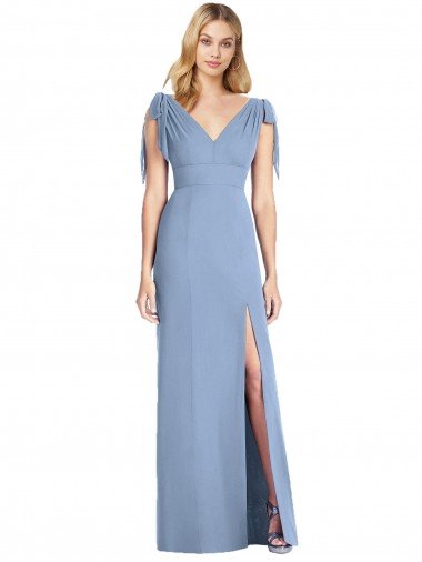 Sydney Bow-Shoulder Sleeveless Deep V-Back Mermaid Bridesmaid Dress