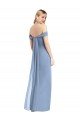 Sydney Full Length Draped Off the Shoulder Maxi Bridesmaid Dress with Shirred Streamer
