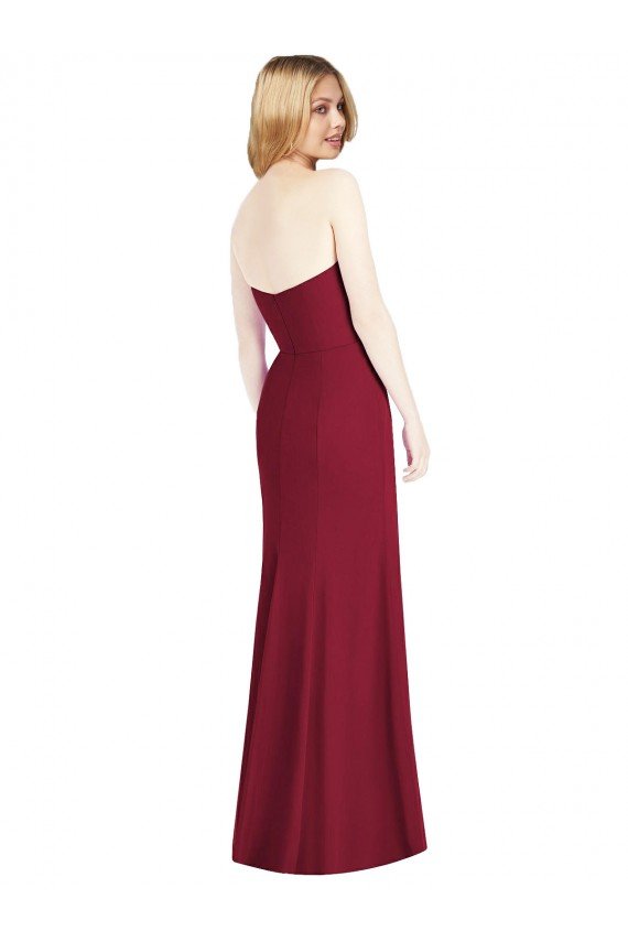 Sydney Strapless Chiffon Trumpet Bridesmaid Dress with Front Slit