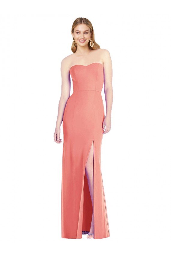Sydney Strapless Chiffon Trumpet Bridesmaid Dress with Front Slit