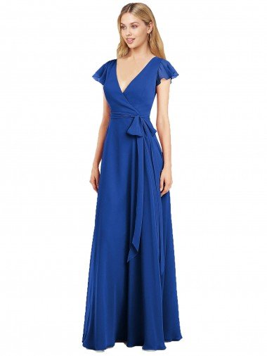 Shop Flutter Sleeves Faux Wrap Chiffon Bridesmaid Dress Sydney