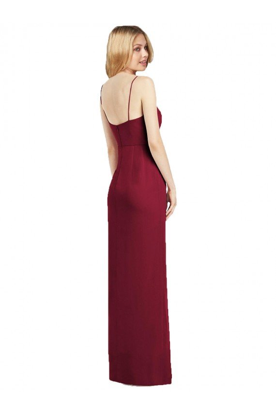 Sydney Spaghetti Strap Draped Skirt Chiffon Bridesmaid Dress with Front Slit
