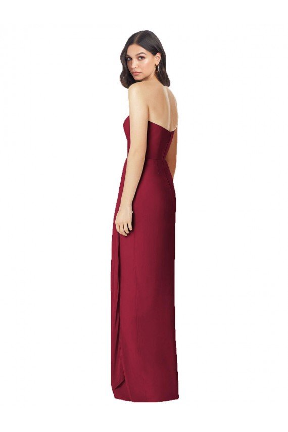Sydney Side Front Slit Draped Strapless Chiffon Bridesmaid Dress