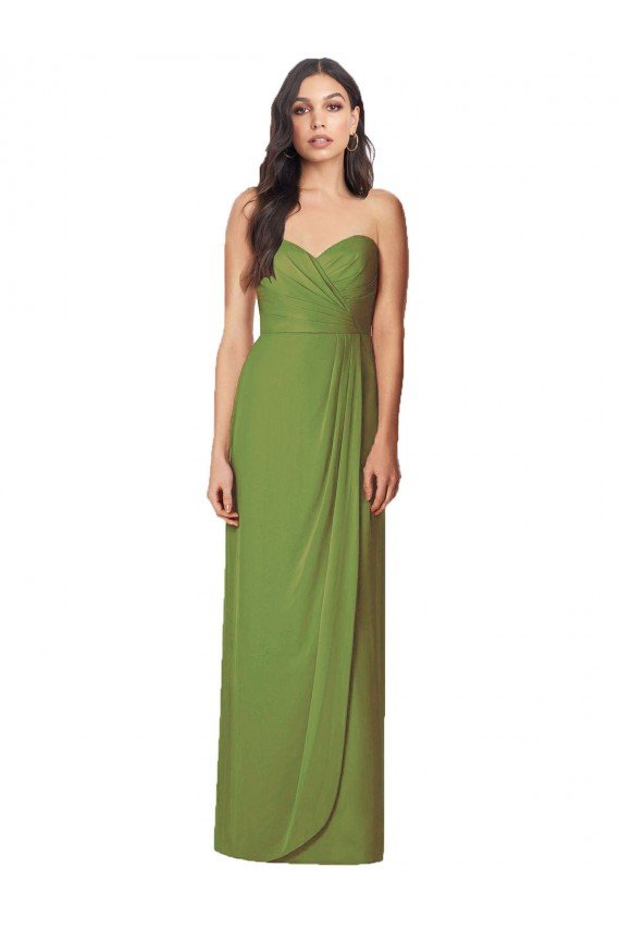 Sydney Side Front Slit Draped Strapless Chiffon Bridesmaid Dress