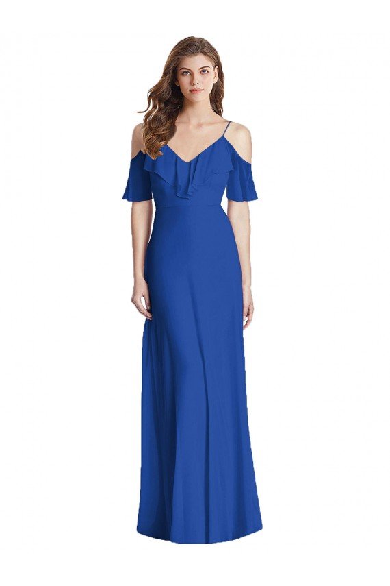 Sydney Ruffled Cold-Shoulder Chiffon Maxi Bridesmaid Dress