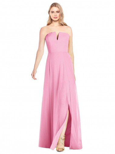 Sydney Strapless Notch Chiffon Maxi Bridesmaid Dress