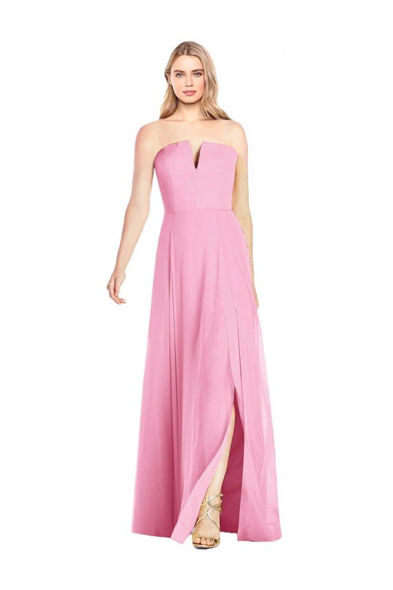 Sydney Strapless Notch Chiffon Maxi Bridesmaid Dress