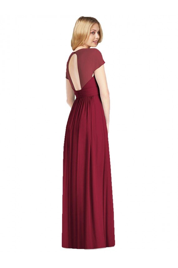 Sydney V-Neck Cap Sleeves Sheer Back Chiffon Bridesmaid Dress