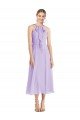 Sydney Midi Length Halter Plunging V-Back Chiffon Bridesmaid Dress / Cocktail Dress
