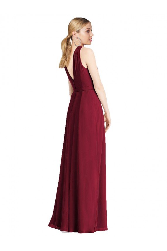 Sydney Plunging V-Back Long Full Length Chiffon Bridesmaid Dress