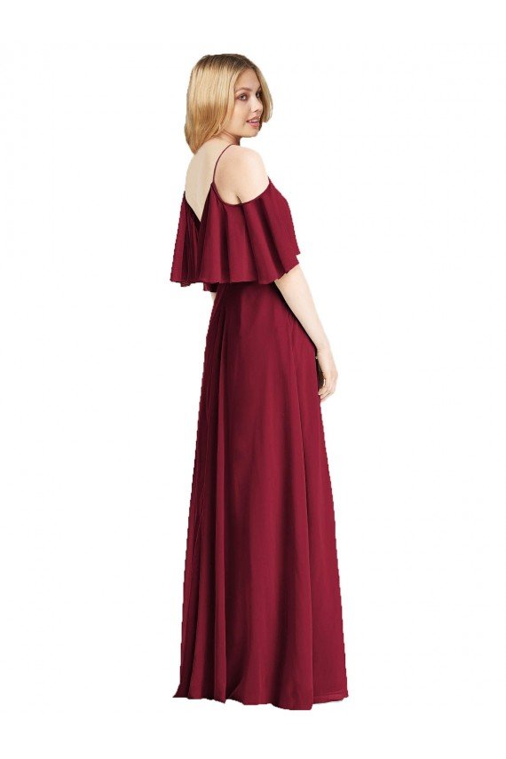 Sydney Spaghetti Straps V-Neck Chiffon Bridesmaid Dress with Sash Tie