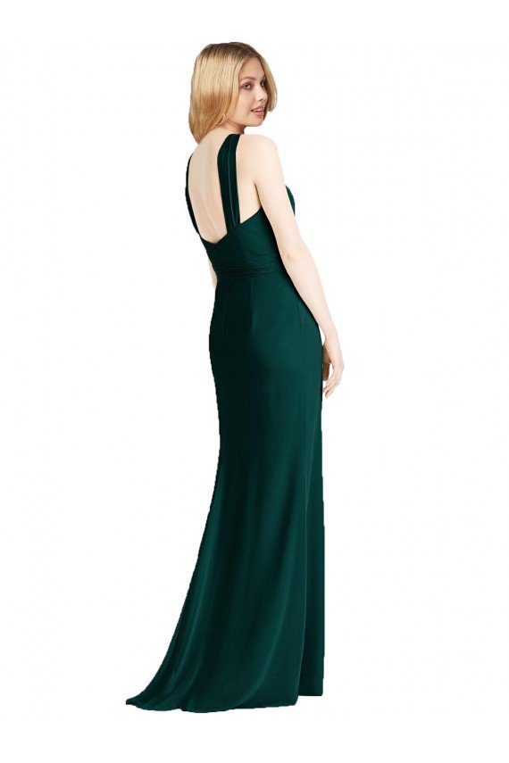 Sydney Sleek Full-Length Twist Halter Chiffon Bridesmaid Dress