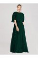 Sydney Full-Length Flutter Sleeves Plunging V Back Chiffon Bridesmaid Dress