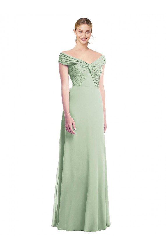 Sydney Draped Off the Shoulder Lux Chiffon Bridesmaid Dress