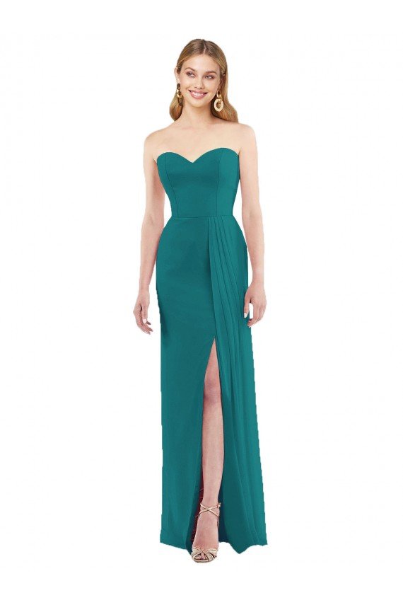 Sydney Sweetheart Neckline Lux Chiffon Bridesmaid Dress with Side Slit