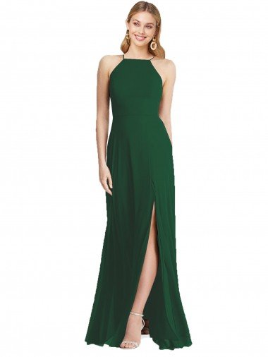 Shop High-Neck Maxi Bridesmaid Dress with Front Slit Sydney