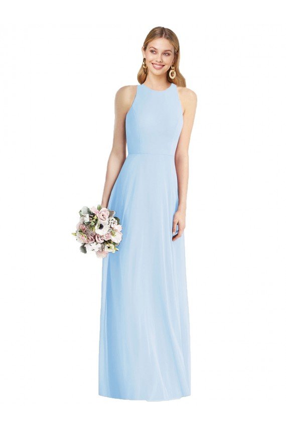 Sydney Sleeveless Halter Chiffon Maxi Bridesmaid Dress