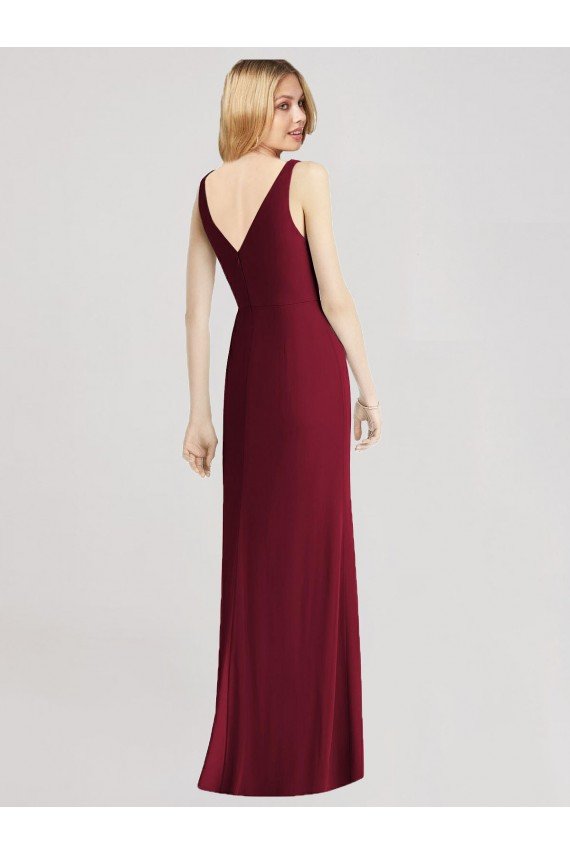 Sydney Sleeveless V-Back Long Trumpet Chiffon Bridesmaid Dress