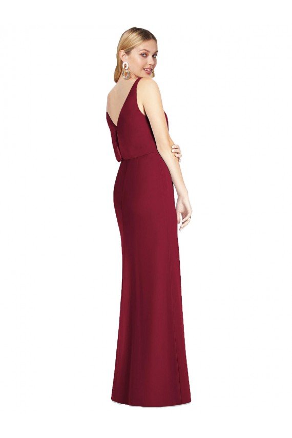 Sydney Blouson Bodice Chiffon Bridesmaid Dress with Front Slit