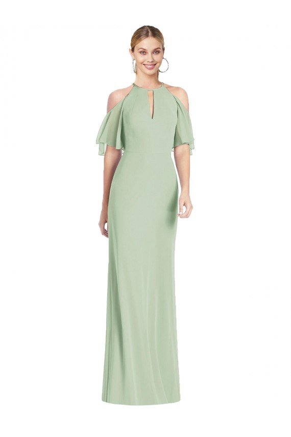 Sydney Ruffle Cold-Shoulder Mermaid Chiffon Maxi Bridesmaid Dress