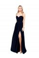 Sydney Draped A-Line Chiffon Formal Bridesmaid Dress with Spaghetti Straps and High Slit