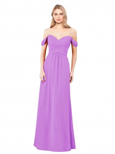 Sydney Off The Shoulder Draped Sleeves A-Line Chiffon Bridesmaid Dress