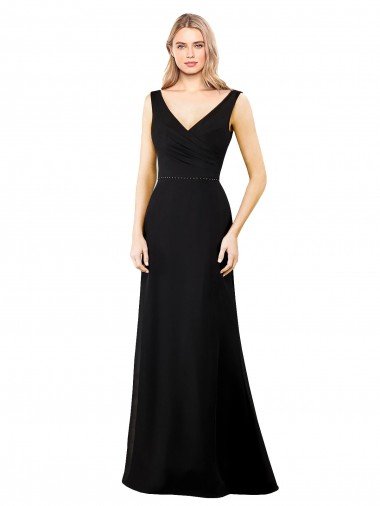 Sydney V-Neckline Chiffon Bridesmaid Dress / Prom Dress with Draped Bodice