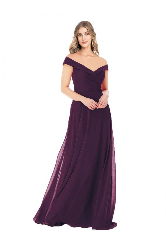 Sydney Classic Off the Shoulder Draped Chiffon Bridesmaid Dress