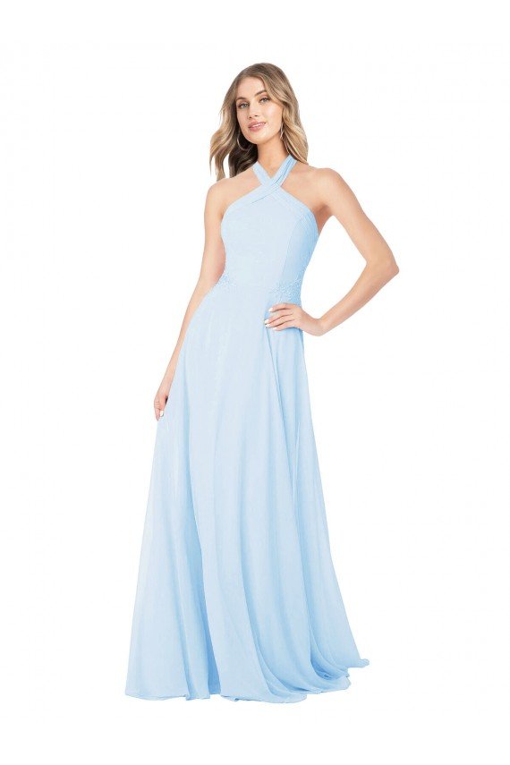 Sydney Criss Cross High Neck Halter Chiffon Bridesmaid Dress