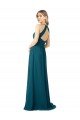 Sydney Draped High Neck Keyhole Back Bridesmaid Dress with Front Slit