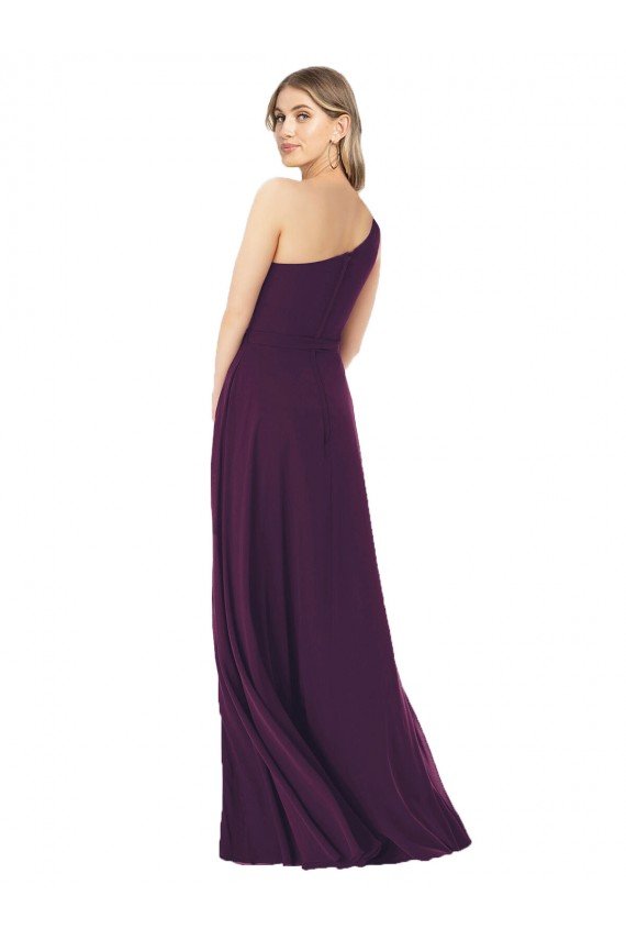 Sydney One Shoulder Chiffon Bridesmaid Dress with Tie Belt