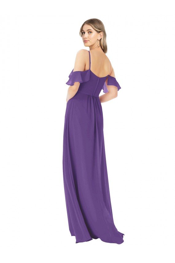 Sydney Cold Shoulder Flutter Sleeves Chiffon Bridesmaid Dress