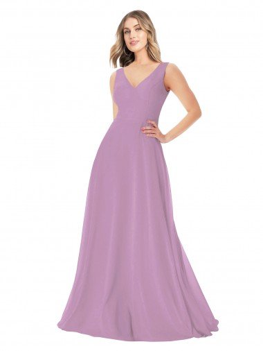 Sydney Simple Chiffon V-Neck Bridesmaid Dress with Draped V-Back