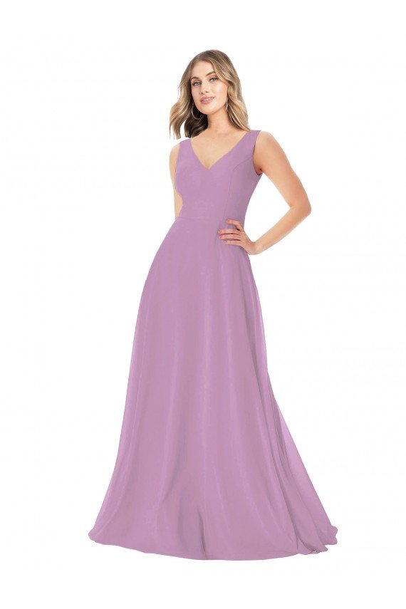 Sydney Simple Chiffon V-Neck Bridesmaid Dress with Draped V-Back
