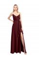 Sydney Spaghetti Straps V-Neck Long Chiffon Bridesmaid Dress with Side Slit