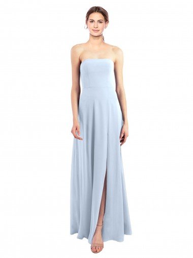 Sydney Fitted Strapless Full Length Chiffon Bridesmaid Dress with Front Slit
