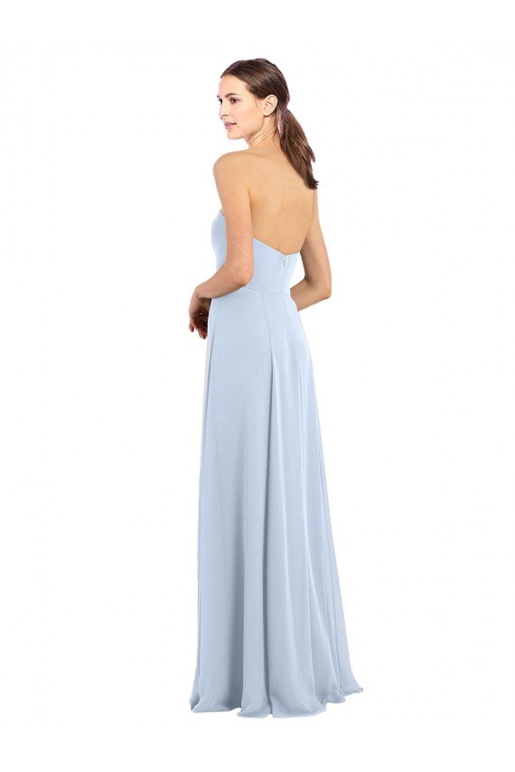 Sydney Fitted Strapless Full Length Chiffon Bridesmaid Dress with Front Slit