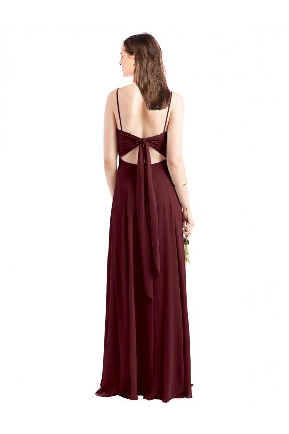 Sydney Sleek Fit and Flare Long Scoop Neck Chiffon Bridesmaid Dress with High Side Slit