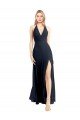 Sydney Plunging V-Neckline Halter Chiffon Wrap Bridesmaid Dress / Prom Dress with High Slit