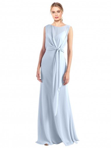 Sydney Illusion Boat Neck Long Full Length Chiffon Bridesmaid Dress with Keyhole Back