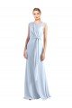 Sydney Illusion Boat Neck Long Full Length Chiffon Bridesmaid Dress with Keyhole Back