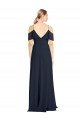 Sydney Draped Sleeves Flounce Neckline Long Chiffon Bridesmaid Dress with Spaghetti Straps