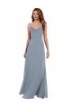 Sydney Long Full Length Draped Cowl Neck V-Back Slip Chiffon Bridesmaid Dress