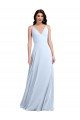 Sydney Long Floor Length V-Neck Chiffon Bridesmaid Dress with Keyhole Back
