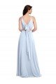 Sydney Long Floor Length V-Neck Chiffon Bridesmaid Dress with Keyhole Back