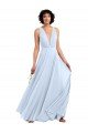 Sydney Daring Plunging V-Neck Long Chiffon Bridesmaid Dress with Pleated Bodice