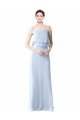 Sydney High Narrow Neck Long Chiffon Bridesmaid Dress with Tiered Ruffles