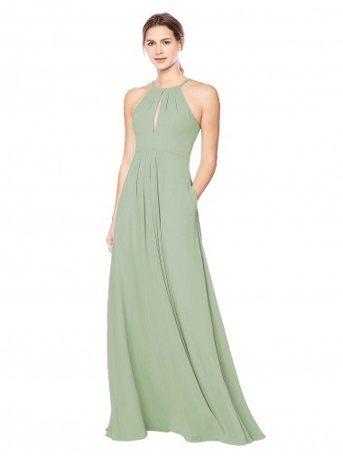 Sydney High Halter Neck Keyhole Chiffon Bridesmaid Dress